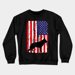 Patriotic German Shepherd American Flag Dog Crewneck Sweatshirt